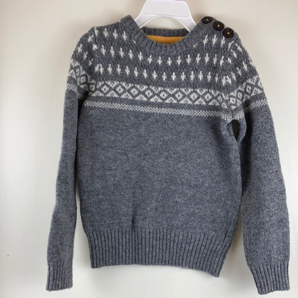 *Mini Boden Gray Fair Isle Lambs Wool Blend Size 4-5yr Sweater C115